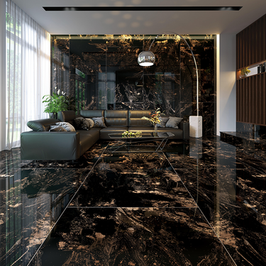 Majestic Black Polished 600x1200mm Indoor Porcelain Tile