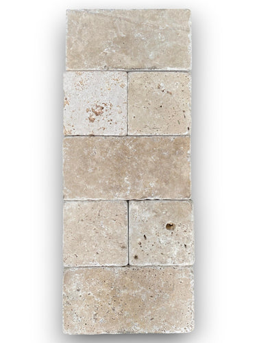 Travertine Ivory Paver Tumbled 10,2x10,2x5 cm (100 pieces set)
